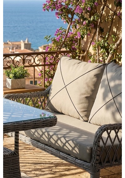 Tulipa Serisi 1.Sınıf 2+1+1 Gri Rattan Gri Minder Bahçe Balkon Oturma Koltuk Takımı Tulipa Serisi 1.Sınıf 2+1+1 Gri Rattan Gri Minder Bahçe Balkon Oturma Koltuk Takımı
