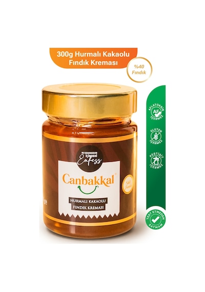 Canbakkal Hurmalı Kakaolu Fındık Kreması %40 Fındık Şekeri Meyveden 300 G
