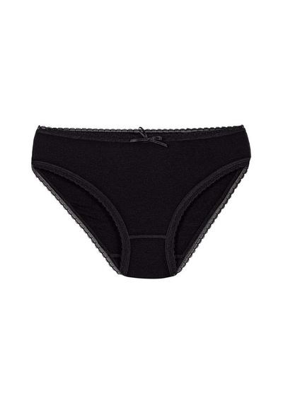 12 Adet Yıldız Bayan Bambu Dantelli Bikini Külot Siyah 3881 Siyah