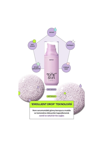 Edıtb Makyaj Bazı Olarak Da Kullanılabilen Nemlendirici Aydınlatıcı Etkili Edıt.b Tone-up Sun Serum Spf50