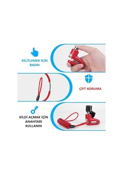 2'li Güvenlik Seti Disk Kilidi + Spiral Çelik Halat Scooter Bisiklet Motosiklet İçin Üstün Koruma