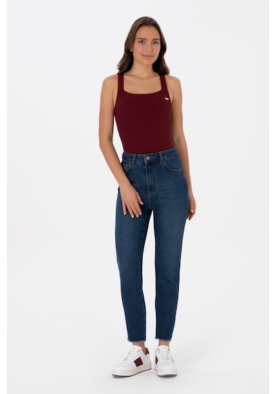 U.S. Polo Assn. Kadın Koyu Mavi Mom High Waist Fit Jean Pantolon 50316560-DN0023