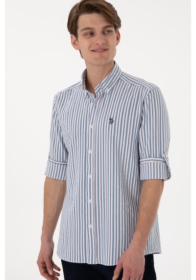 U.s. Polo Assn. Erkek Mavi Gömlek Desenli 50306326-vr036 Mavi