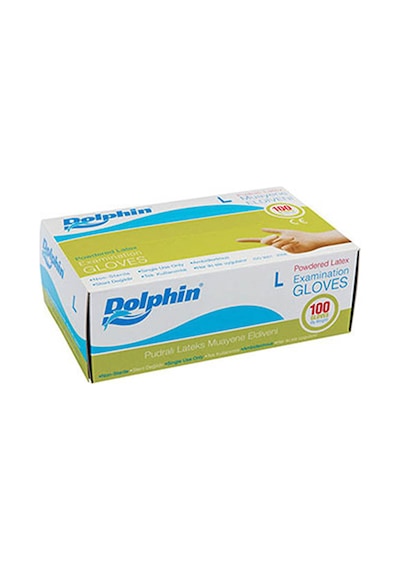 Dolphin Pudralı Lateks Muayene Eldiveni 20 x 100'lü