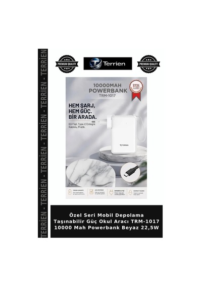 Özel Seri Mobil Depolama Taşınabilir Güç Okul Aracı Trm-1017 10000 Mah Powerbank Beyaz 22,5w Çok Renkli
