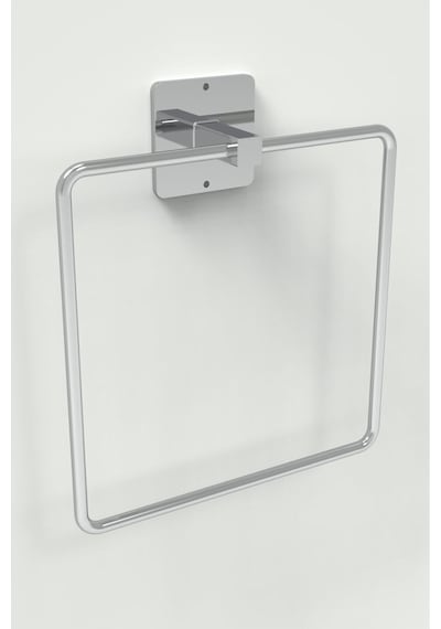 Karteya Yapışkanlı Gümüş Wc Kağıtlık Ve Kare Havluluk Banyo Mutfak 2'li Set Krom