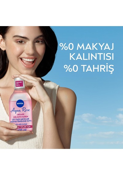 Tr Aqua Rose Gül Suyu Ve Serum İçeren Çift Fazlı Micellar Makyaj Temizleme Suyu 400ml,yüz Göz Dudak, Spf Filtrele