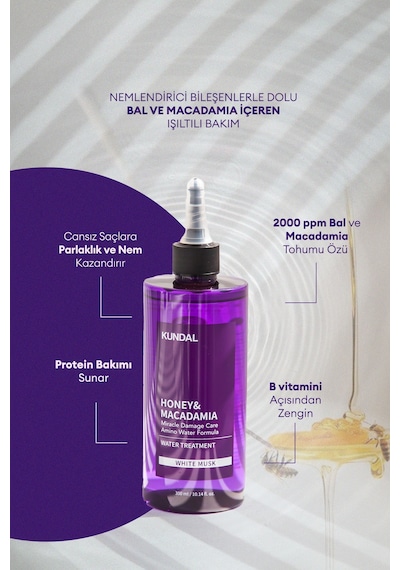 Yoğun Bakım Sağlayan Sıvı Saç Kremi Kundal Miracle Damage Care Water Treatment 300ml White Musk
