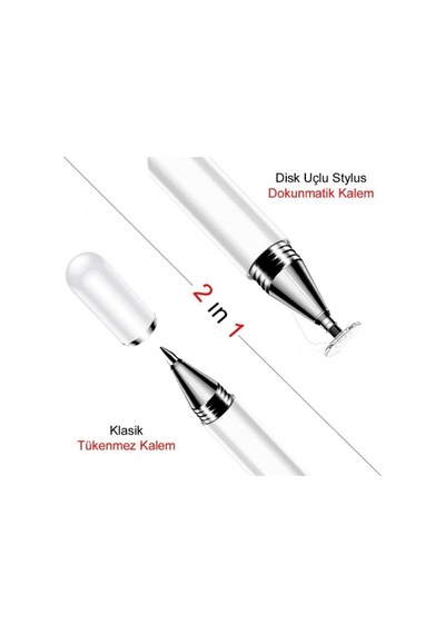 Apple İpad Air 13" M3 2025 Uyumlu 2 In 1 Stylus Uyumlu Kalem Özel Tasarım Ve Çizim Kalemi