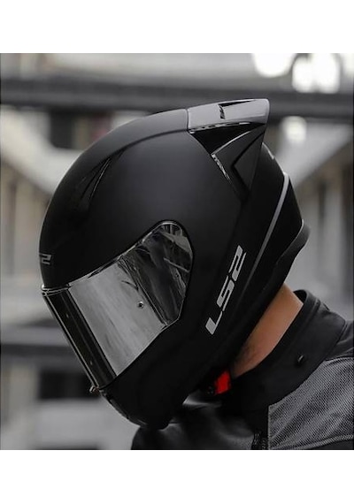 Ls2 Rapıd 2 Race Mat Siyah Kapalı Motosiklet Kaskı Gri Camlı Mat Siyah