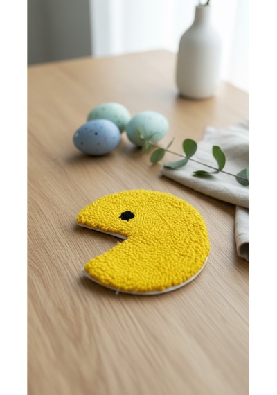 El Yapımı Punch Nakışlı 4'lü Pac-man Ve Hayaletleri Bardak Altlığı Seti - Retro Gamer Hediye Çok Renkli