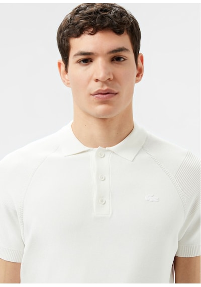 Lacoste Kısa Kollu Polo Yaka Regular Fit Erkek Triko Örme T-shirt Beyaz Lacoste Kısa Kollu Polo Yaka Regular Fit Erkek Triko Örme T-shirt Beyaz