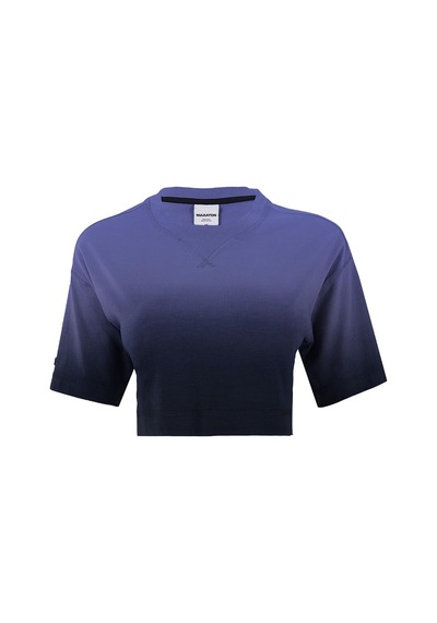 Maraton Comfort Kadın Bisiklet Yaka Mor Crop Top Mor