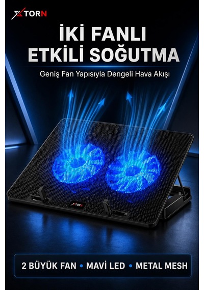 Torn Laptop Soğutucu Çift Fanlı Ayarlanabilir Dizüstü Bilgisayar Soğutma Fanı