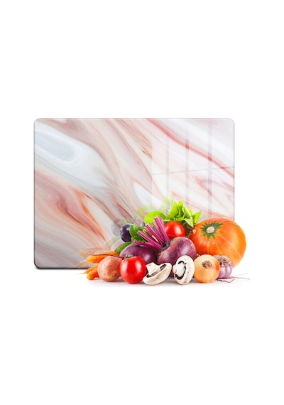 Decovetro Cam Kesme Tahtası Ve Sunumluk Kırmızı Mermer Desenli 25 X 35 Cm Çok Renkli
