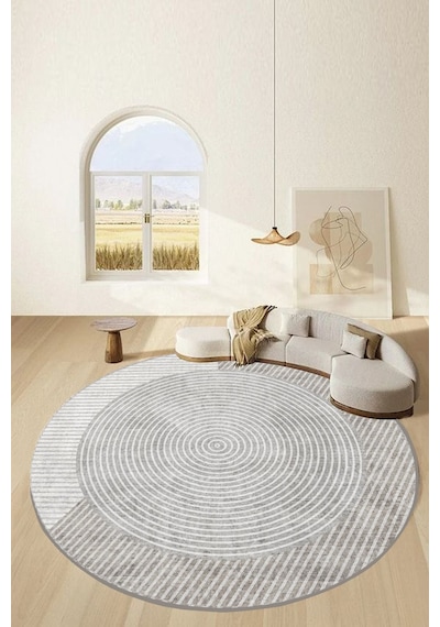 Chilai Home Used Ekru Dekoratif Halı Djt Çap Ekru
