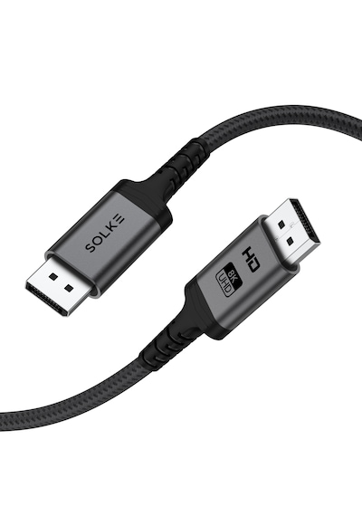 Solke Displayport 1.4 Kablo 8k 60hz 4k 144hz 32.4gbps Örgülü Alüminyum 2 Metre Dp To Dp 2 M