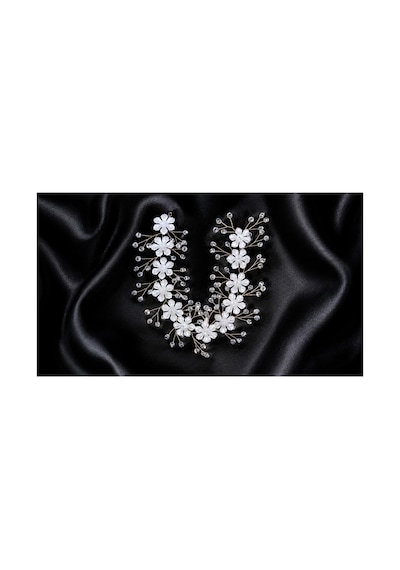 Kristal Çiçekli Gelin Saç Aksesuarı Beyaz Bridal Hair Vine Düğün Tacı Beyaz Beyaz