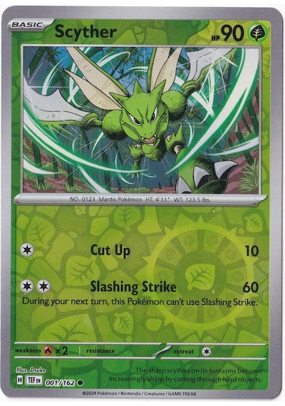 Scyther Reverse Holo 001/162 - Temporal Forces - Pokemon Kartı Mint