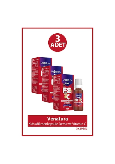 Venatura Kids Mikroenkapsüle Demir Ve Vitamin C 20 Ml 3 Adet
