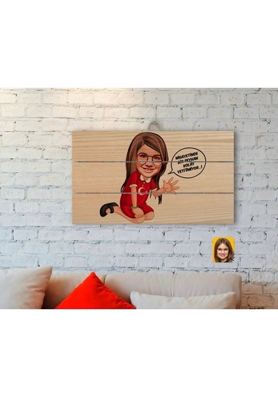 Kişiye Özel Kız Çocuk Kolay Yetişmiyor Karikatürlü Otantik Ahşap (481500591)