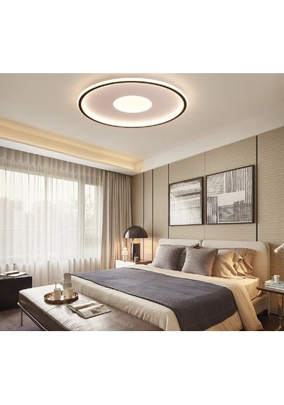 Siyah Ø40 cm Yuvarlak 3000K Sarı Işık Led Tavan Lambası