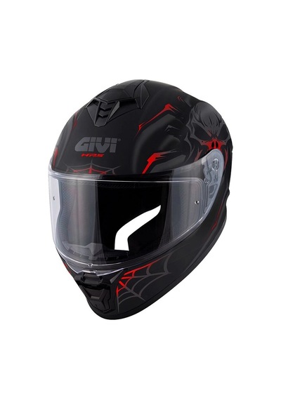 Gıvı 50.x Arachno Mat Siyah-kırmızı Kapalı Kask Siyah Cam+şeffaf Cam