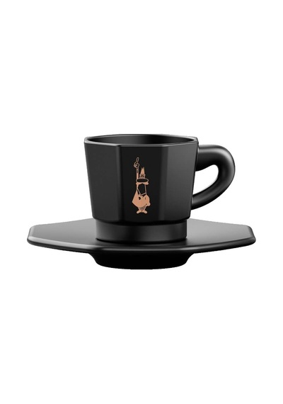 4'lü Espresso Fincan Seti - Sekizgen Tasarım - Siyah Renk - Porselen Diğer