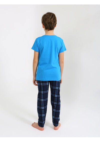 Vitmo Erkek Çocuk Kısa Kollu %100 Pamuklu Pijama Takımı League Turkuaz