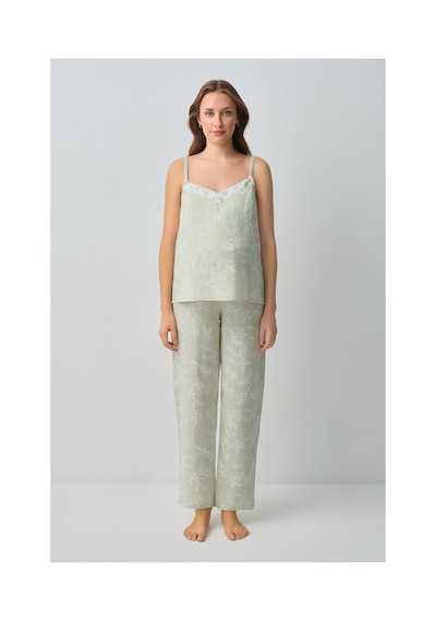 Suwen Cindy Pamuklı Hamile Lohusa Pijama Takımı Wsh1051018655 Yeşil