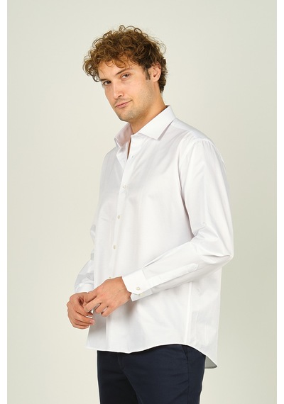 Figs Erkek Slim Fit Uzun Kollu Pamuklu Parlak Kumaş Gömlek 0013 Beyaz Beyaz