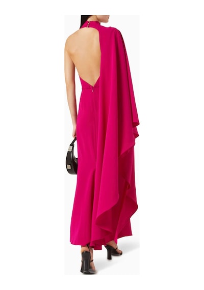 Acler Saten Maxi Elbise - Mor - %70 Asetat %30 Polyester - Drapeli Kaban Kol & Açık Sırt Pembe