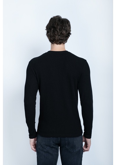 Sportuel Erkek Siyah 6511 Js 0 Yaka Basic Waffle Sweatshirt Jsswtk25e000008-siyah