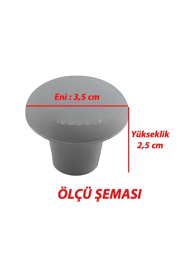 8 Adet Sert Plastik Mantar Düğme Kulp Gri Dolap Mobilya Mutfak Dolabı Çekmece Kapak Kulpu Kulbu