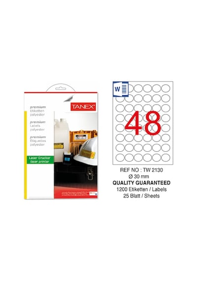 Tanex Tw-2130 30MM Polyester Etiket 25 Li