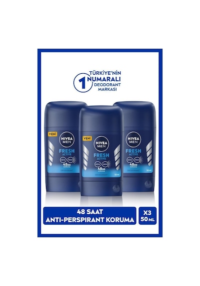 Nivea Men Fresh Active 48 Saat Erkek Stick Deodorant 3 x 50 ML