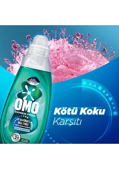 Omo Express Fresh Kötü Koku Karşıtı Renkliler&beyazlar Sıvı Çamaşır Deterjanı 840 Ml X2 Diğer