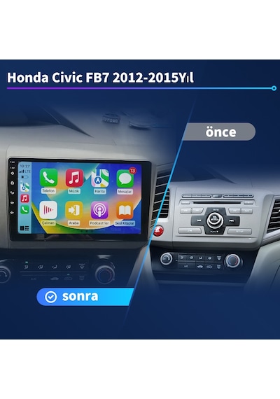 Honda-civic-fb7-2012-2015yıl Carplay 9inç 8/128gb Multimedya