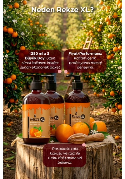 3 Adet Portakal Aromalı Büyük Boy Erotik Afrodizyak Vücut Aromaterapi Masaj Yağı 250 Ml - 499541684