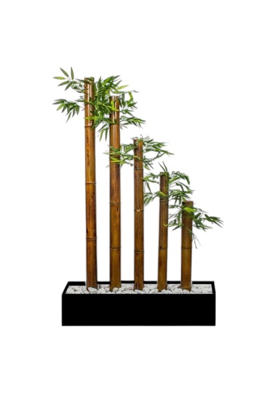 50 Cm Siyah Mdf Saksıda Simetrik 5 Bambulu Seperatör Yeşil