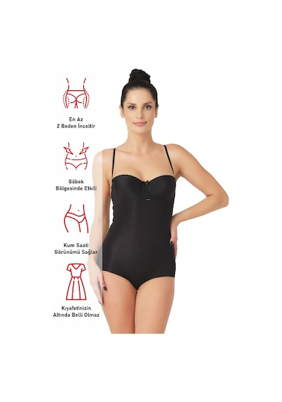 Siyah Mı Emay 2723 Lazer Kesim Göğsü Açık Slip Korse Siyah