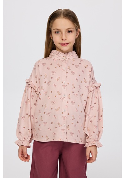 Panço Kız Çocuk Pembe Gömlek