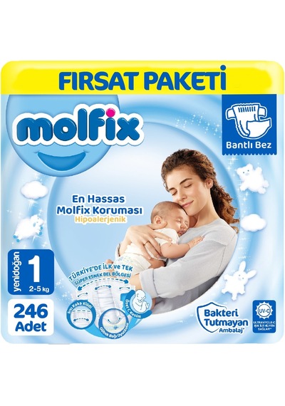Molfix Bebek Bezi Fırsat Paketi 1 Numara Yenidoğan 3x82 246 Adet 3'lü