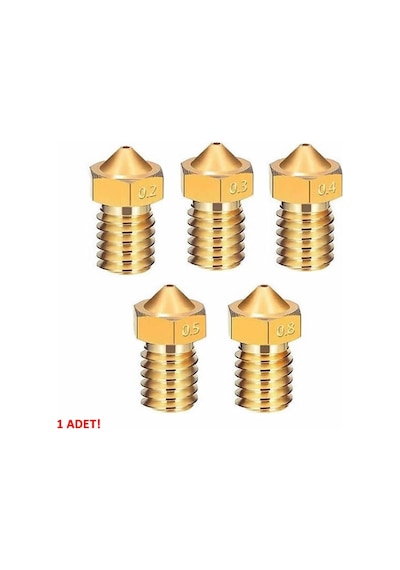 0.5mm X 1.75mm M6 Prinç Nozzle 3d Yazıcı Printer 1.75mm Filament Uyum Mk8 Cr-10 Cr-10s Ender