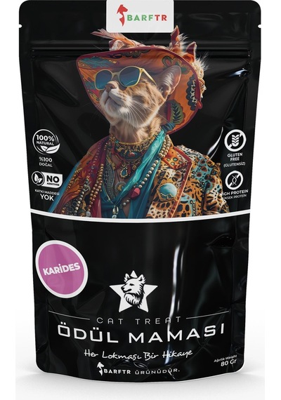 Barftr Karides Atıştırmalık Kedi Ödül Maması 80 G