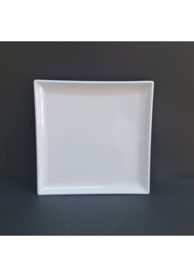 12 Adet Standart Kare Melamin Tatlı & Yemek Servis Tabağı 25 Cm - Beyaz Beyaz