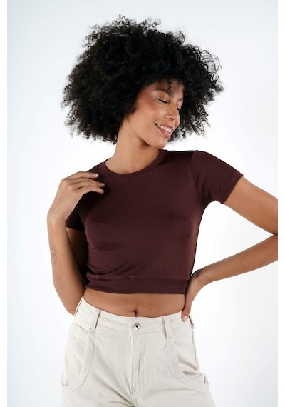 Alexandergardı Bisiklet Yaka Crop T-shirt B24-326a 001