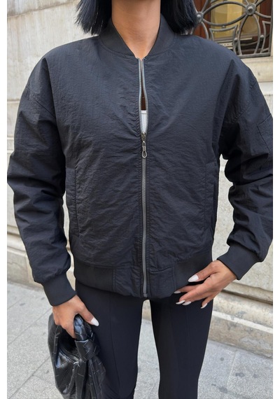 Michonne Ribanalı Bomber Ceket 7059 -08 R1-p-k2 Siyah