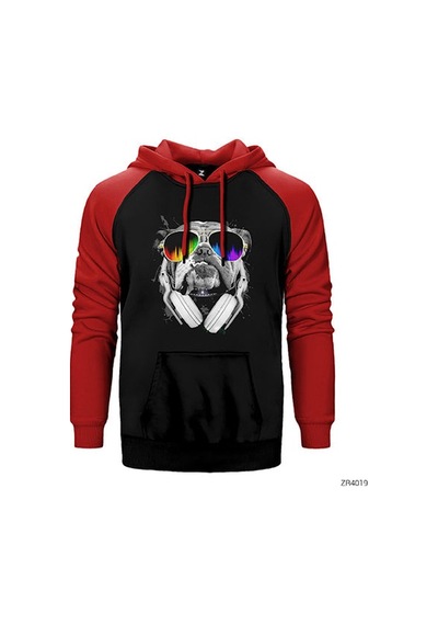 Bulldog Dj Gri Renk Reglan Kol Sweatshirt / Hoodie