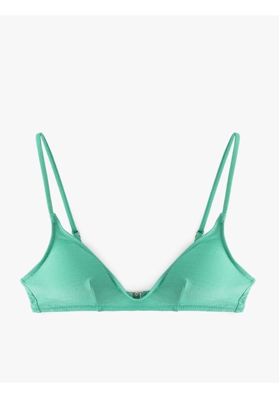 Koton Hafif Destekli Parlak İnce Askılı Bikini Üstü Yeşil 5sak10154mm Yeşil